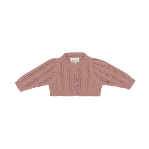Baby Girl Overall Set | Cable Pointelle Knit Collection | Mauve | Looms | AW25