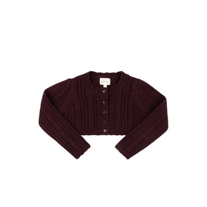 Baby Girl Cardigan | Cable Pointelle Collection | Wine | Looms | AW25