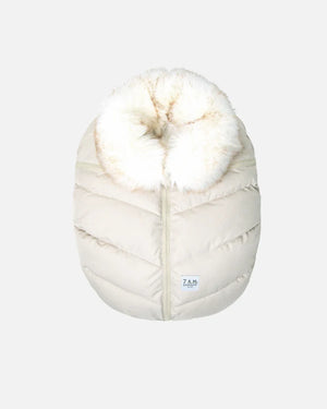 7AM | Car Seat Cocoon | Faux Fur | Beige With White Fur