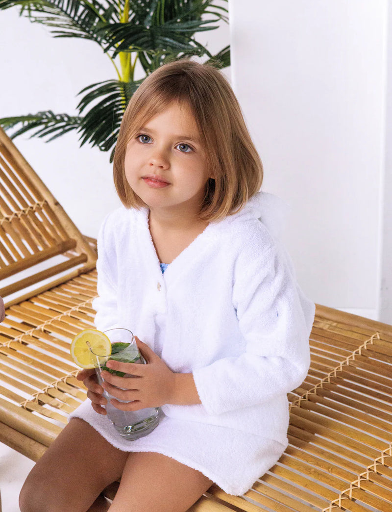 Baby Girl Swim Terry Cover Up White Noggi