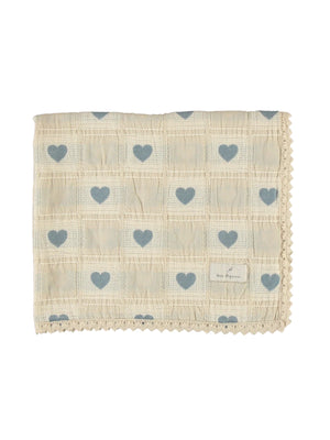 Baby Boy Blanket | Heart Patchwork  | Blue | Bebe Organic