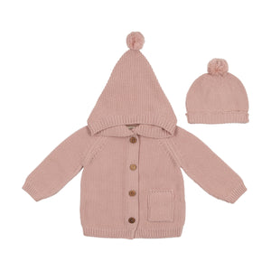 Baby Girl Sweater + Hat | Rose | Mema Knits | SS25