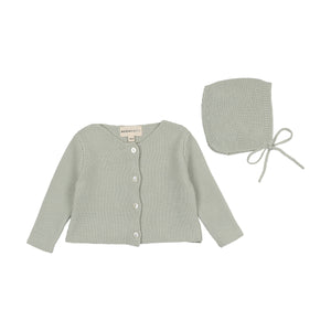 Baby Boy Cardigan + Hat | Knit | Mint Green | Mema Knits | SS25