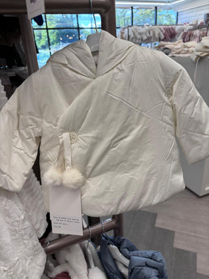 Baby Neutral Jacket | Side Pompom Tie Winter | Off White | Mantel AW25