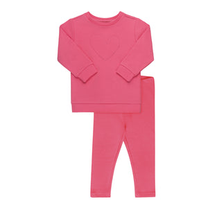 Baby Girl Sweatshirt Set | Ribbed Heart | Fuschia | Tricot | AW25