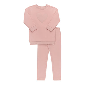 Baby Girl Sweatshirt Set | Ribbed Heart | Light Pink | Tricot | AW25