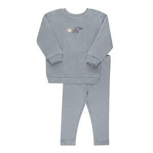 Baby Boy Sweatshirt Set | Embroidered Teapot | Blue | Tricot | AW25