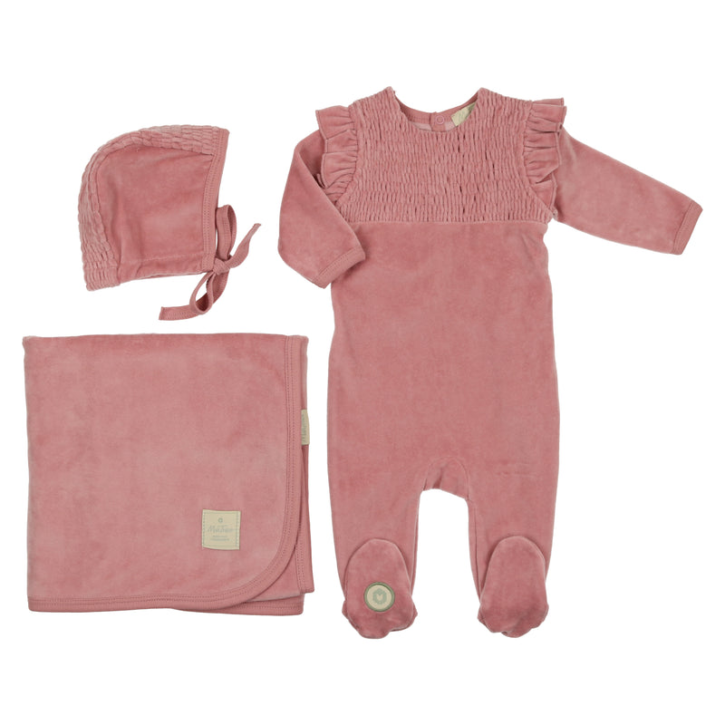 Baby Girl Layette Set Countess of Smocking Rose Tan Mon Tresor