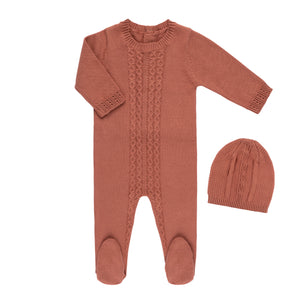 Baby Girl Footie + Blanket | Cable Knit | Terra | Tricot Bebe | AW22