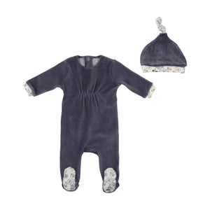 Baby Layette Set | Floral Knot Velour | Hydrengea | Bee and Dee | AW22