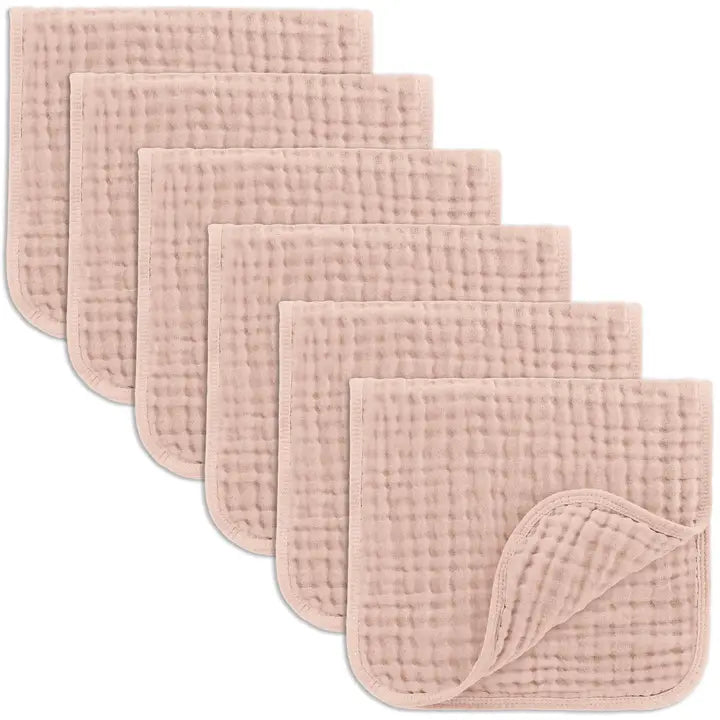 Muslin Burp Cloths by Comfy Cubs: Blush / 6-Pack 20”X10”
