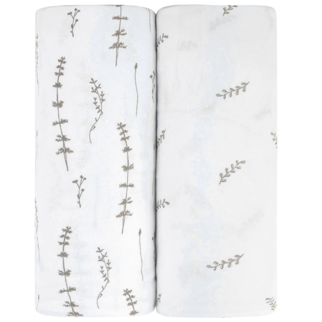 Crib Sheet Two Pack | Forest Grey Leaf Cotton | Ely's & Co