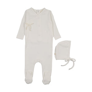Baby Neutral Footie + Hat | Pointelle | Ivory | Mema Knits | SS26