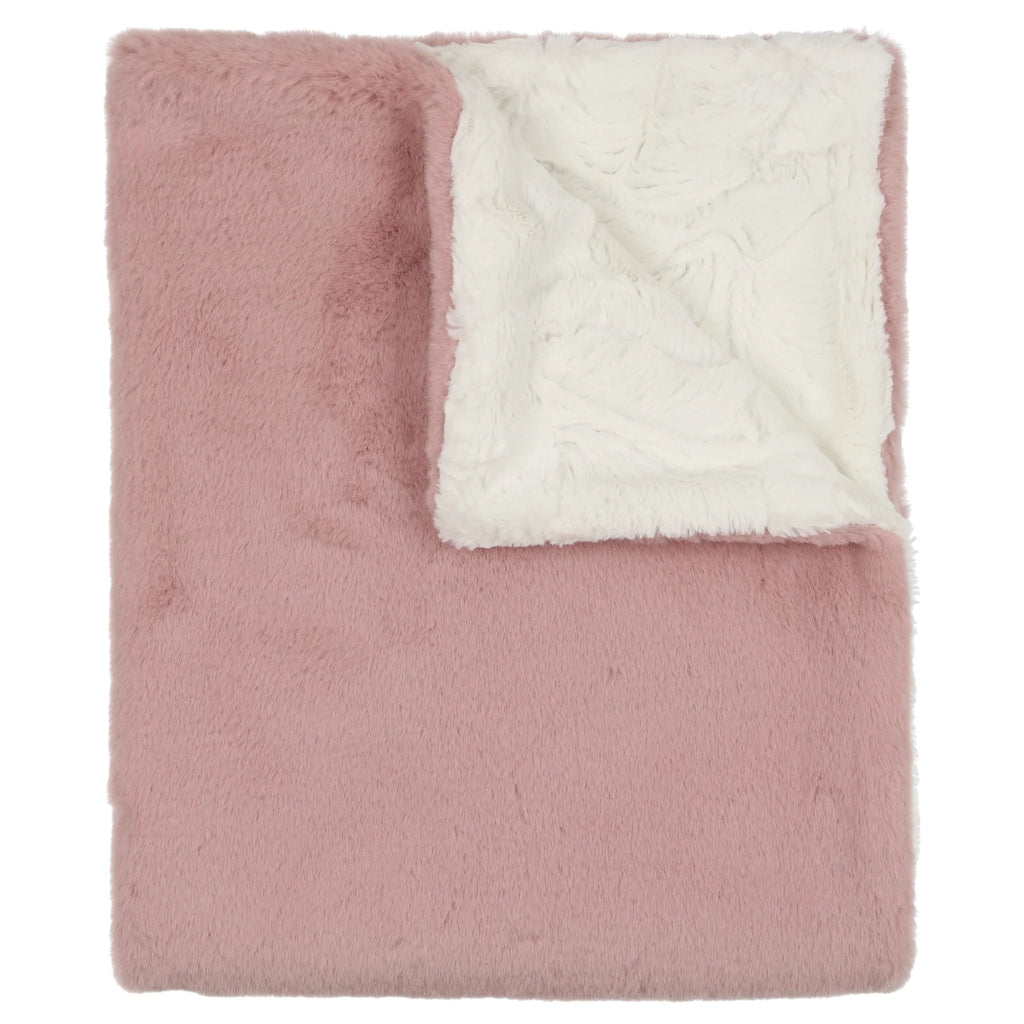 Baby Girl Blanket | Super Fluff | Natural & Rose Lux Fur | Peluche