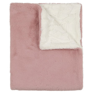Baby Girl Blanket | Super Fluff | Natural & Rose Lux Fur | Peluche