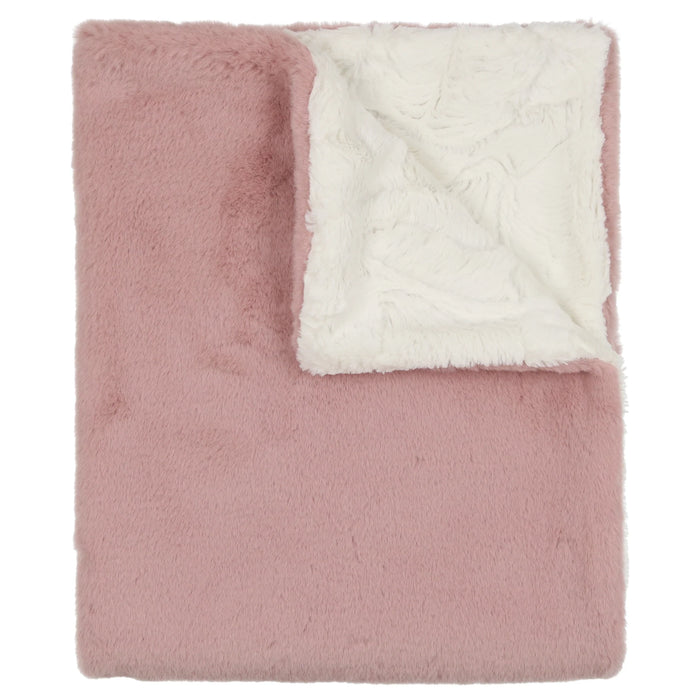 Baby Girl Blanket | Super Fluff | Natural & Rose Lux Fur | Peluche
