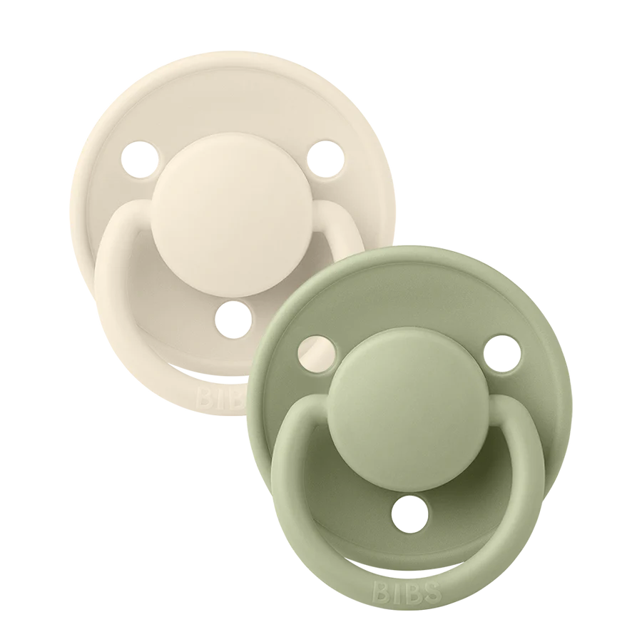 Baby Pacifier | BIBS De Lux | Silicone| Ivory/Sage | 2 Pack