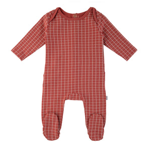 Baby Girl Footie | Grid | Rose Red | Cadeau | SS23