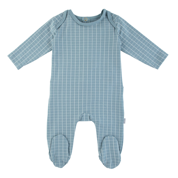 Baby Boy Footie + Hat | Grid | Light Blue | Cadeau | SS23