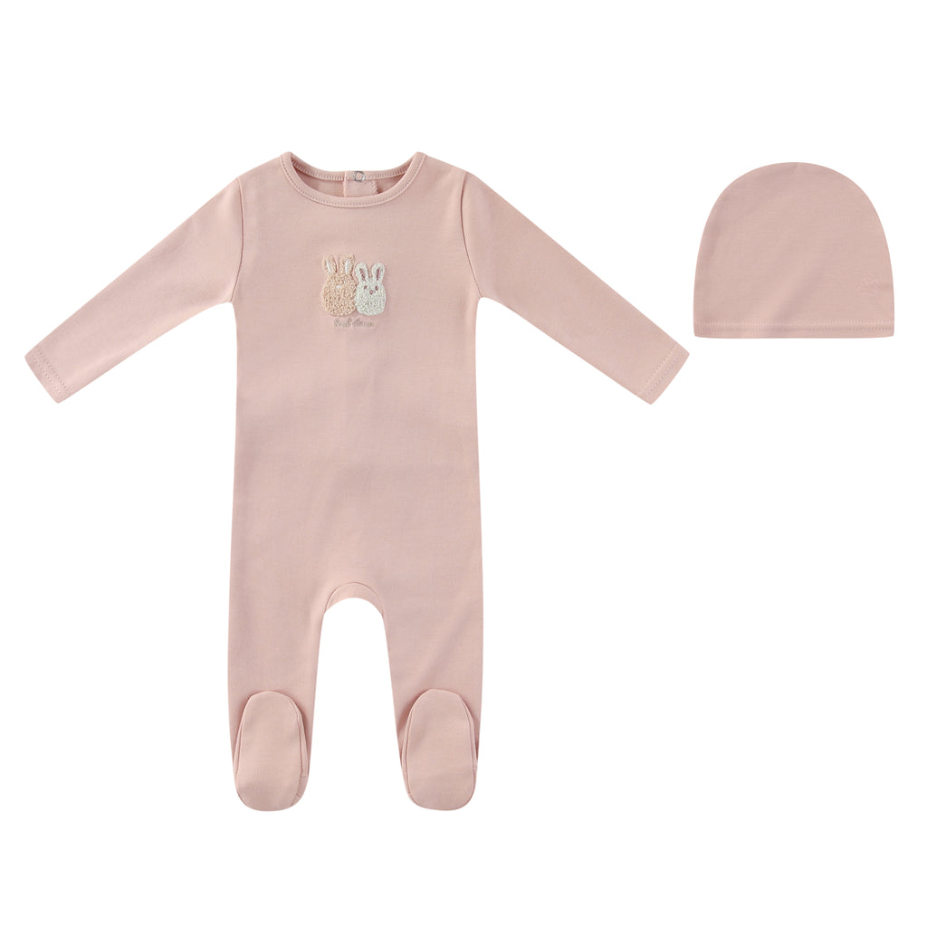 Baby Girl Footie + Hat | Sherpa Bunny | Pink | Minilabel | AW26