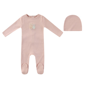 Baby Girl Footie + Hat | Sherpa Bunny | Pink | Minilabel | AW26