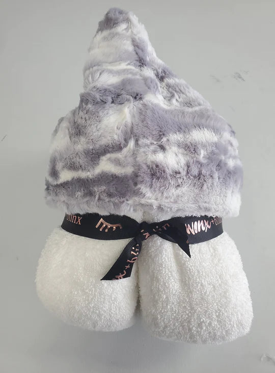 Baby Hooded Towel | Winx + Blinx | White with Marble Grey