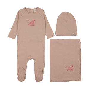 Baby Girl Layette Set | Horse Rocker | Pale Pink | Mema Knits | SS26