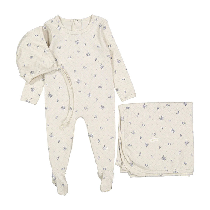 Baby Boy Layette Set | Slate Grid Print | Ladida | AW25