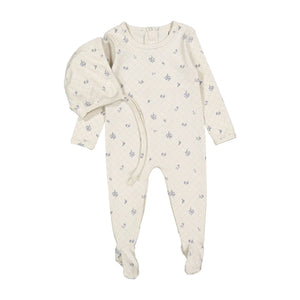 Baby Boy Footie + Hat | Slate Grid Print | Ladida | AW25