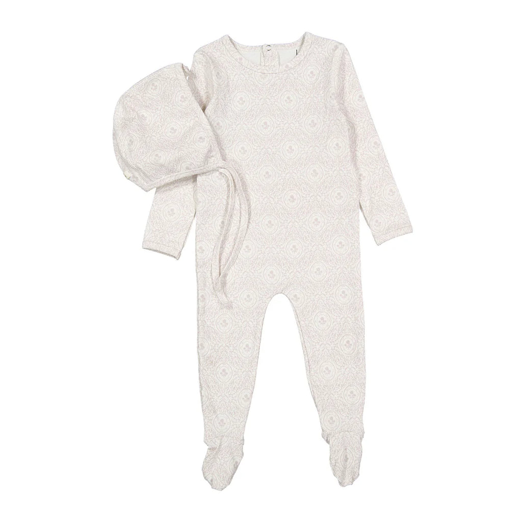 Baby Girl Footie + Hat | Rose Damask | Ladida | AW25