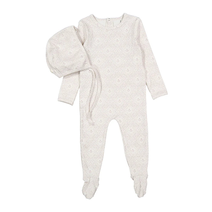 Baby Girl Footie + Hat | Rose Damask | Ladida | AW25