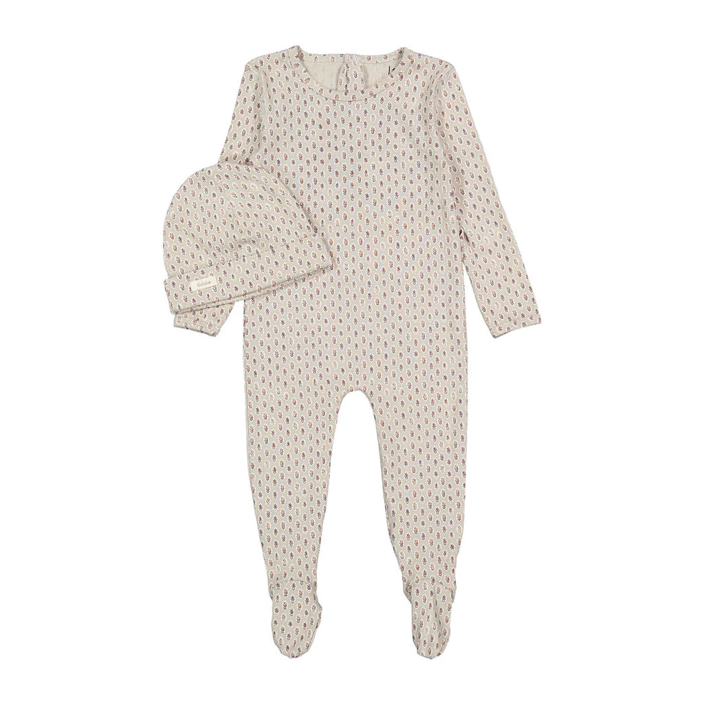 Baby Girl Footie + Hat | Wheat Print | Ladida | AW25