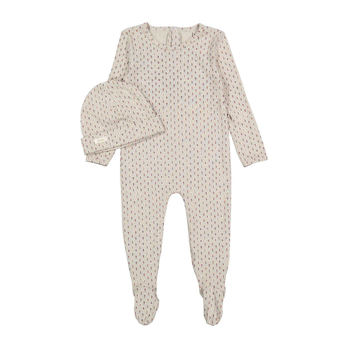 Baby Girl Footie + Hat | Wheat Print | Ladida | AW25