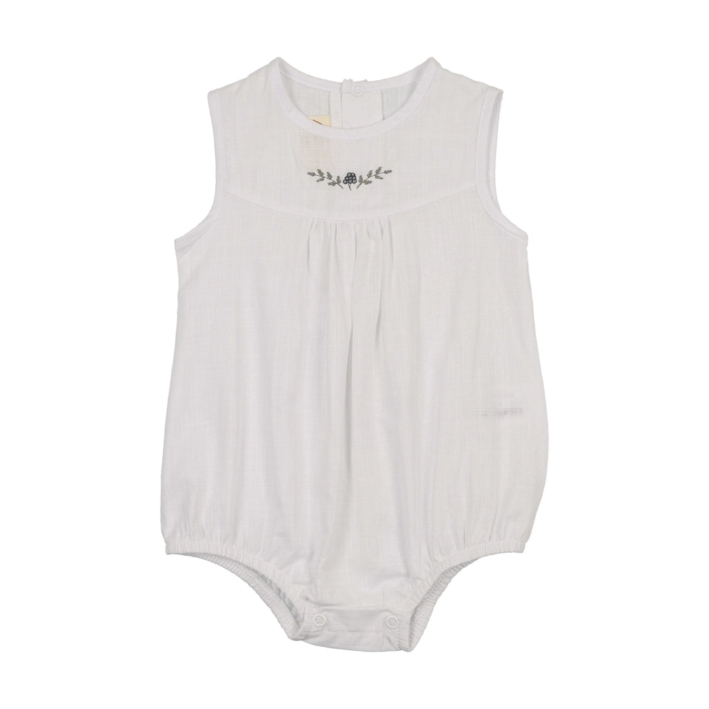 Baby Boy Romper | Linen Bloom | Ivory & Blue | Mon Tresor | SS26