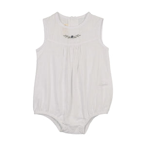 Baby Boy Romper | Linen Bloom | Ivory & Blue | Mon Tresor | SS26