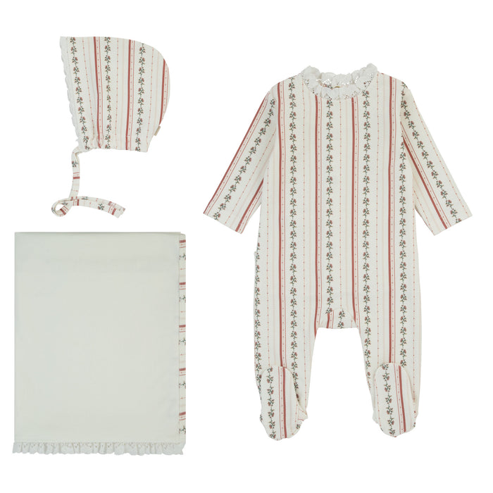Baby Girl Layette Set |  Vintage Flower Stripes | Cadeau