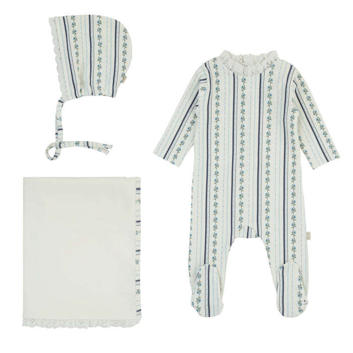 Baby Boy Layette Set |  Vintage Flower Stripes | Cadeau