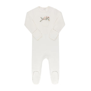 Baby Girl Footie + Hat | Pocket Full Of Flowers | Ivory | Ely's & Co