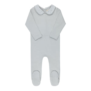 Baby Boy Footie Set | Embroidered Collar Collection | Blue | Ely's & Co | Aw25