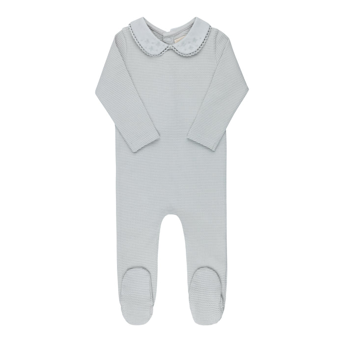 Baby Boy Footie Set | Embroidered Collar Collection | Blue | Ely's & Co | Aw25