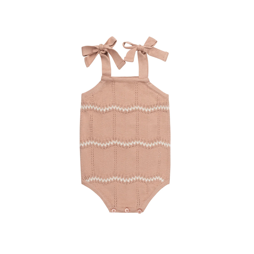 Baby Girl Romper | Wave Knit Collection | Pink/Ivory | Looms | SS26