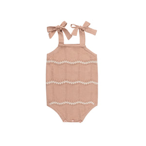 Baby Girl Romper | Wave Knit Collection | Pink/Ivory | Looms | SS26