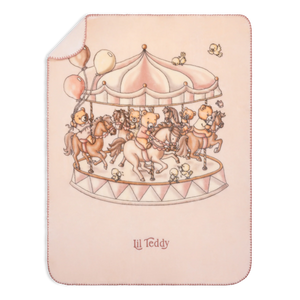 Baby Girl Blanket | Bigger Teddy's Merry Go Snuggle | Sugary Pink | Lil Teddy
