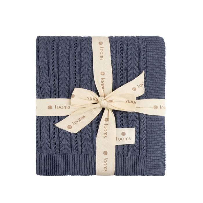 Baby Boy Layette Set | Cable Pointelle Knit Collection | Blue | Looms | AW25