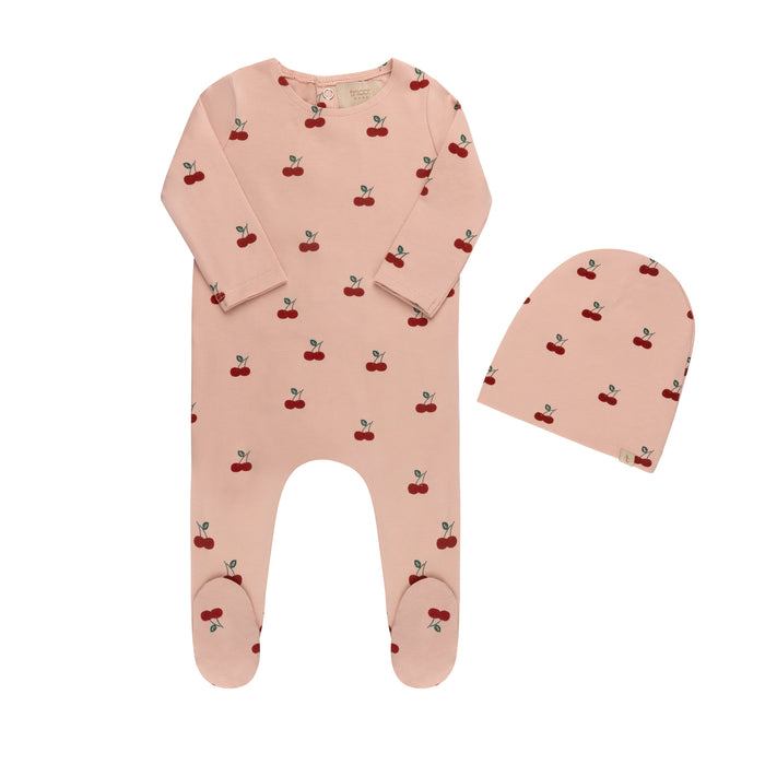 Baby Girl Footie + Hat | Printed Cherry | Pink | Tricot Bebe  | SS25