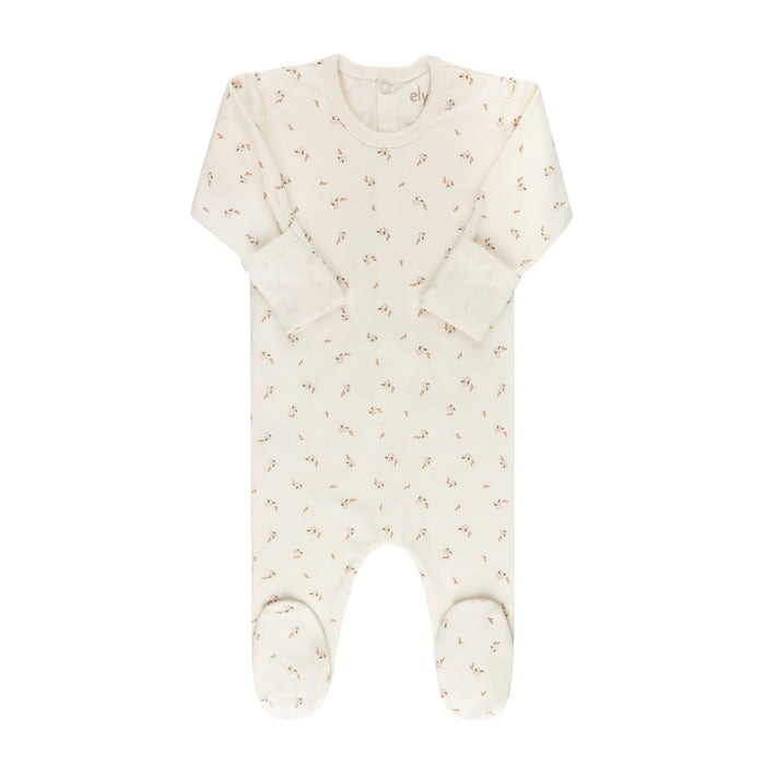 Baby Girl Footie + Hat | Printed Floral | Ivory | Ely's & Co