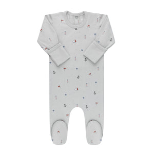 Baby Boy  Footie + Hat | Printed Nautical | Blue | Ely's & Co
