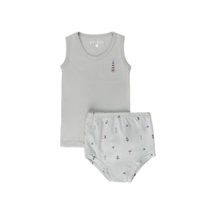 Baby Boy Tee + Bloomers Set | Printed Nautical  | Blue | Ely’s & Co