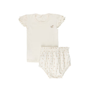 Baby Girl Tee + Bloomers Set | Printed Floral | Ivory | Ely’s & Co