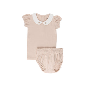 Baby Girl Short  Set | Wide Rib Rosebud | Pink/Blush | Ely's & Co